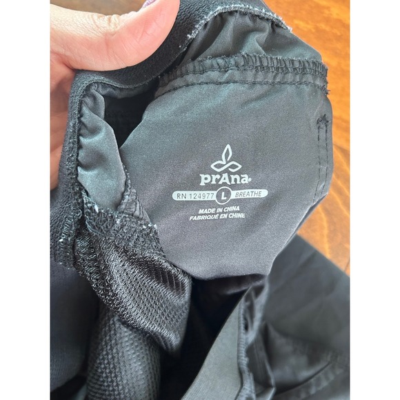 Prana Breathe Mens Black Athletic Yoga Hiking Shorts Size L Elastic Waist - Picture 4 of 5